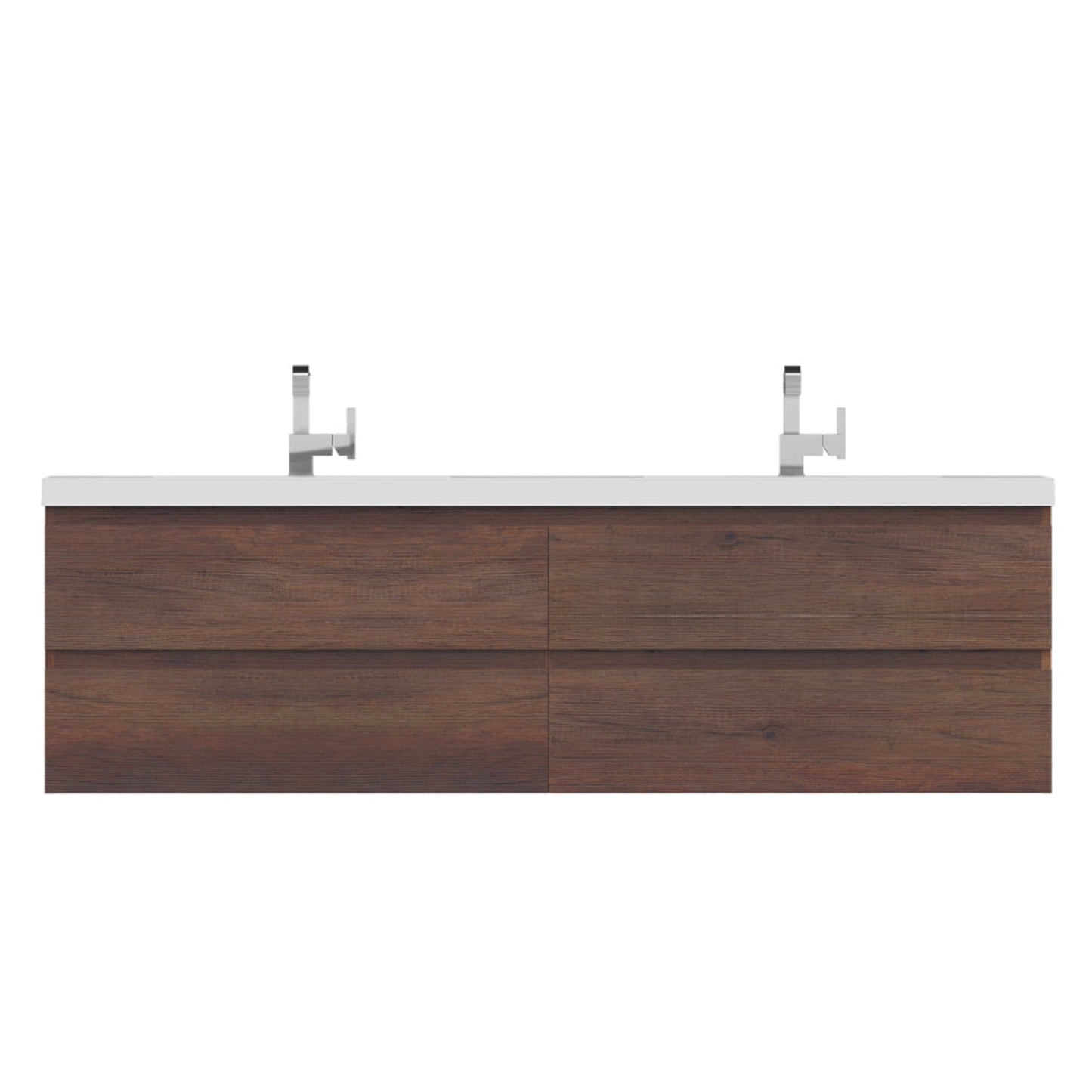 Alya Bath Paterno 72" Double Rosewood Modern Wall Mounted  Bathroom Vanity With Acrylic Top and Integrated Sink - AB-MOF72D-RW