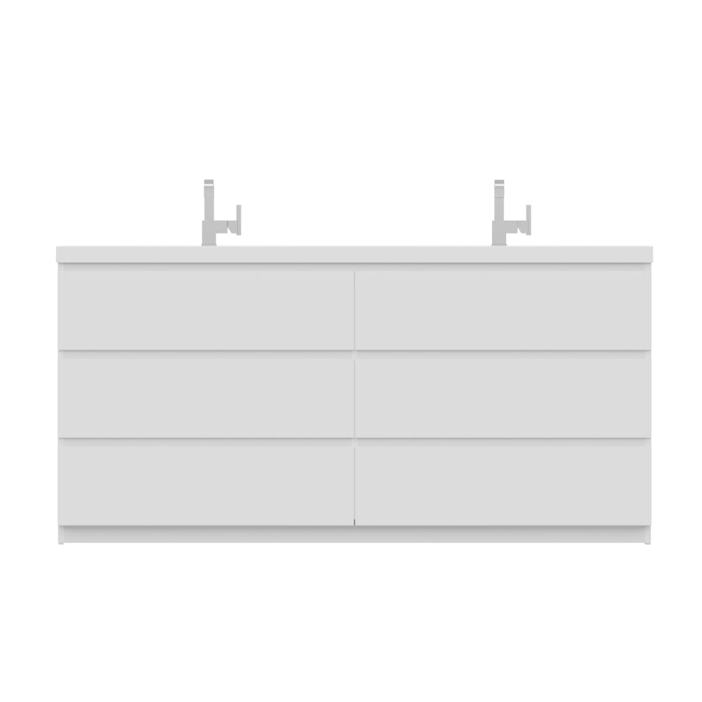 Alya Bath Paterno 72" Double White Modern Freestanding  Bathroom Vanity With Acrylic Top and Integrated Sink - AB-MOA72D-W