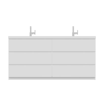 Alya Bath Paterno 72" Double White Modern Freestanding  Bathroom Vanity With Acrylic Top and Integrated Sink - AB-MOA72D-W