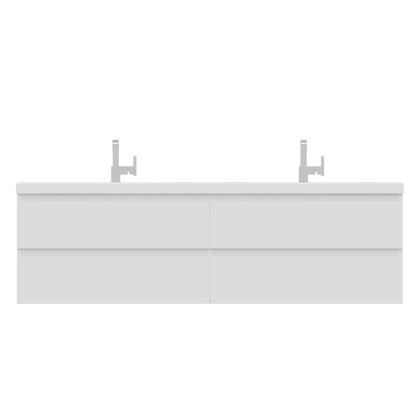 Alya Bath Paterno 72" Double White Modern Wall Mounted  Bathroom Vanity With Acrylic Top and Integrated Sink - AB-MOF72D-W