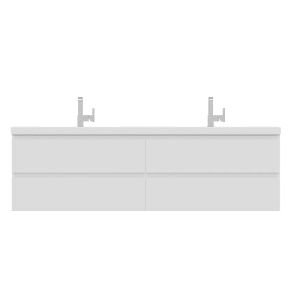 Alya Bath Paterno 72" Double White Modern Wall Mounted  Bathroom Vanity With Acrylic Top and Integrated Sink - AB-MOF72D-W
