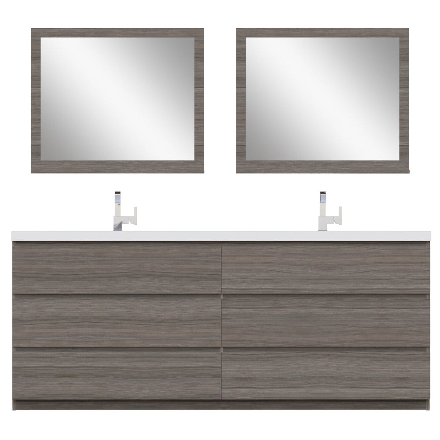 Alya Bath Paterno 84" Double Gray  Modern Freestanding  Bathroom Vanity With Acrylic Top and Integrated Sink - AB-MOA84D-G