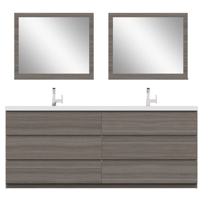 Alya Bath Paterno 84" Double Gray  Modern Freestanding  Bathroom Vanity With Acrylic Top and Integrated Sink - AB-MOA84D-G