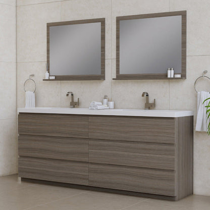 Alya Bath Paterno 84" Double Gray  Modern Freestanding  Bathroom Vanity With Acrylic Top and Integrated Sink - AB-MOA84D-G