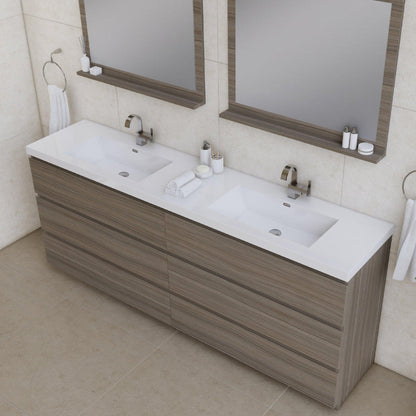 Alya Bath Paterno 84" Double Gray  Modern Freestanding  Bathroom Vanity With Acrylic Top and Integrated Sink - AB-MOA84D-G