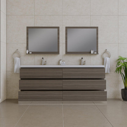 Alya Bath Paterno 84" Double Gray  Modern Freestanding  Bathroom Vanity With Acrylic Top and Integrated Sink - AB-MOA84D-G