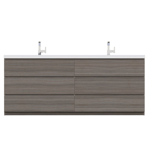 Alya Bath Paterno 84" Double Gray  Modern Freestanding  Bathroom Vanity With Acrylic Top and Integrated Sink - AB-MOA84D-G