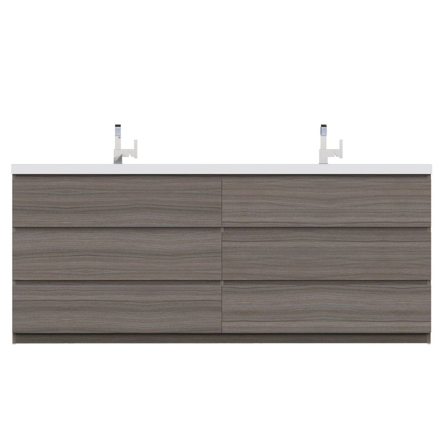 Alya Bath Paterno 84" Double Gray  Modern Freestanding  Bathroom Vanity With Acrylic Top and Integrated Sink - AB-MOA84D-G