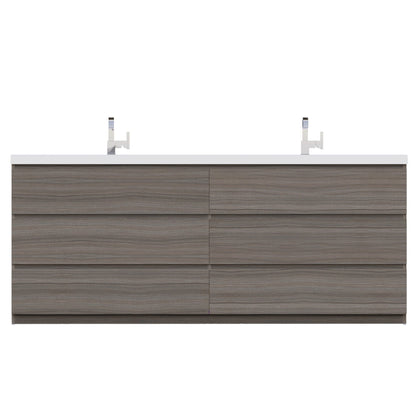 Alya Bath Paterno 84" Double Gray  Modern Freestanding  Bathroom Vanity With Acrylic Top and Integrated Sink - AB-MOA84D-G