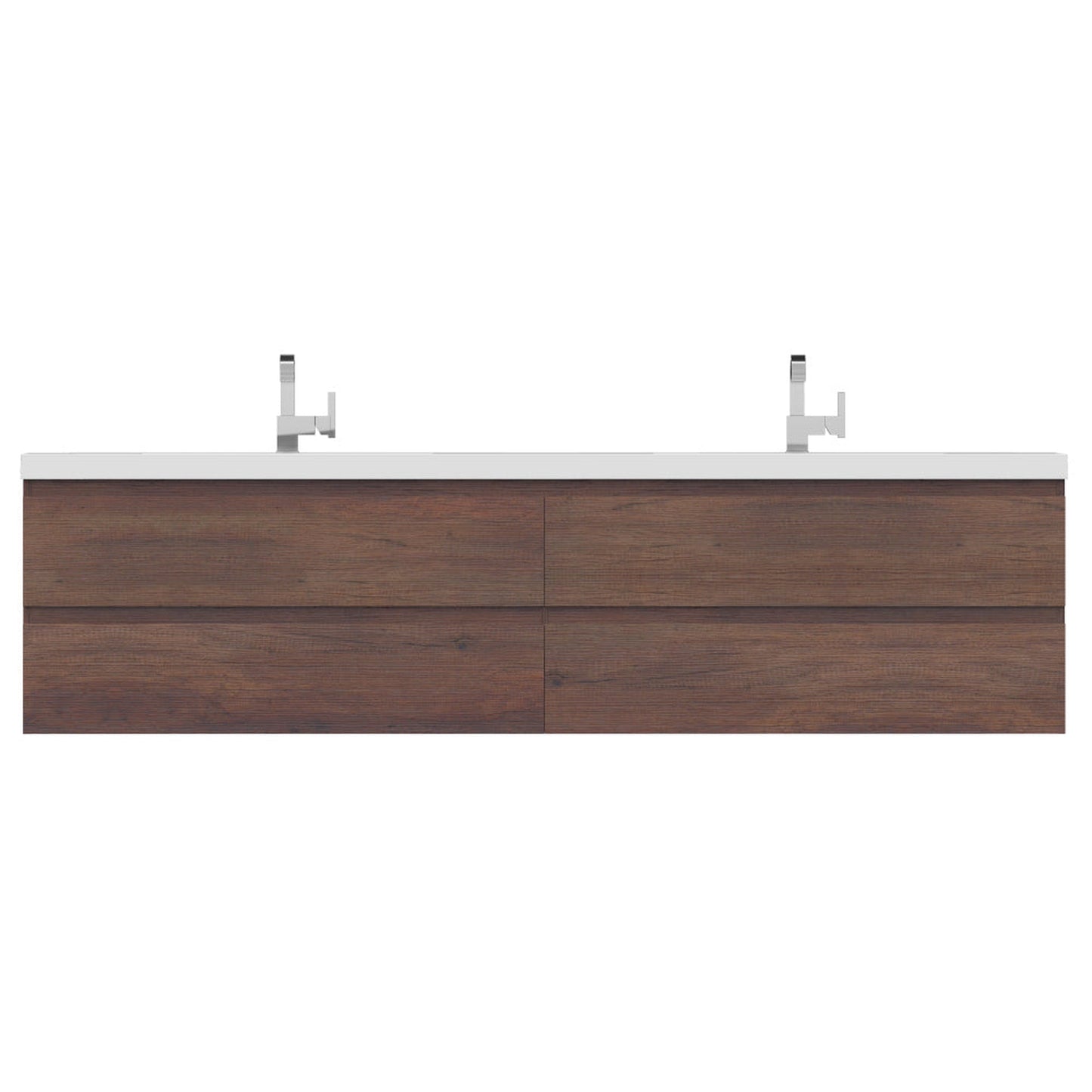 Alya Bath Paterno 84" Double Rosewood Modern Wall Mounted Bathroom Vanity With Acrylic Top and Integrated Sink - AB-MOF84D-RW