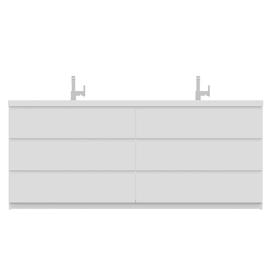 Alya Bath Paterno 84" Double White Modern Freestanding  Bathroom Vanity With Acrylic Top and Integrated Sink - AB-MOA84D-W