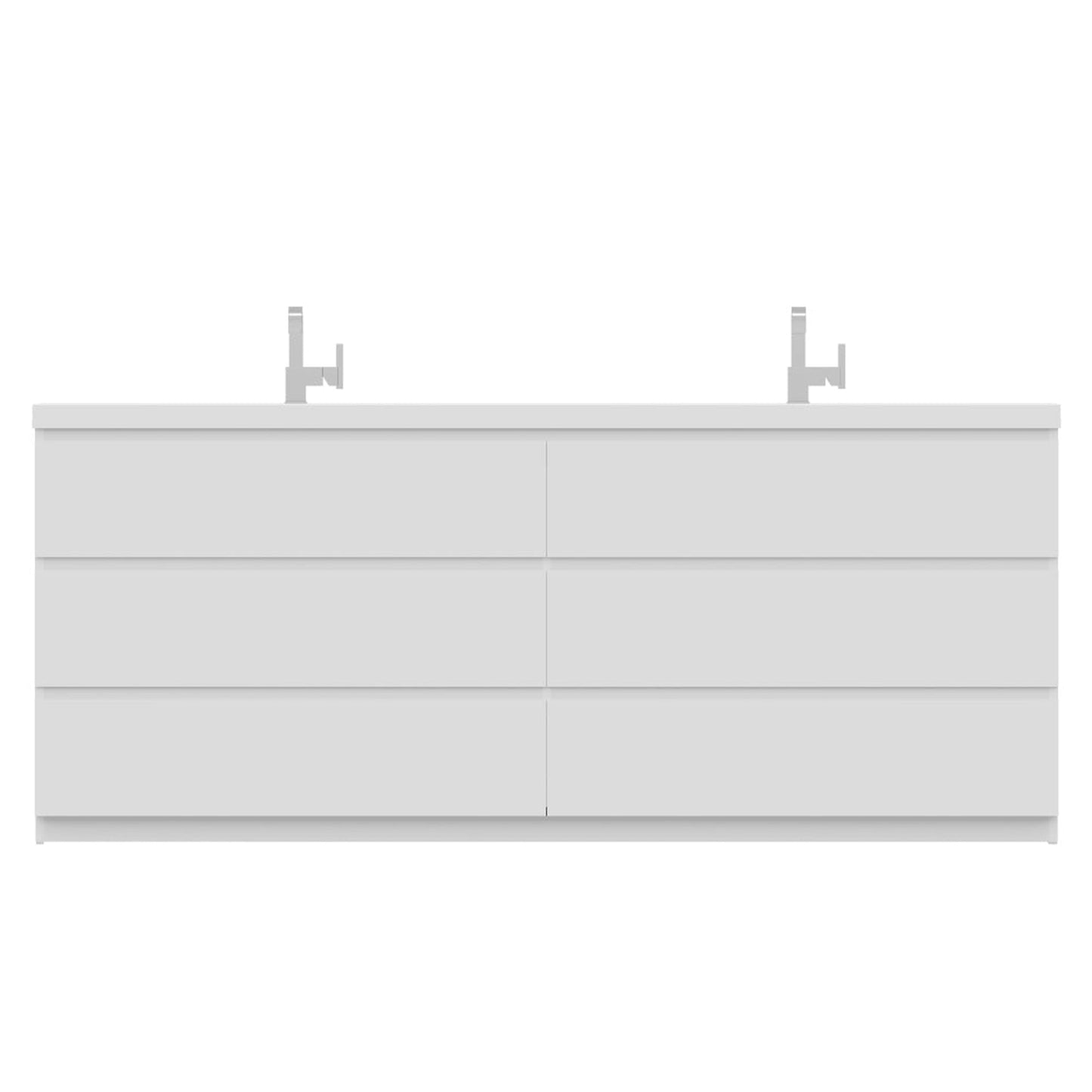 Alya Bath Paterno 84" Double White Modern Freestanding  Bathroom Vanity With Acrylic Top and Integrated Sink - AB-MOA84D-W