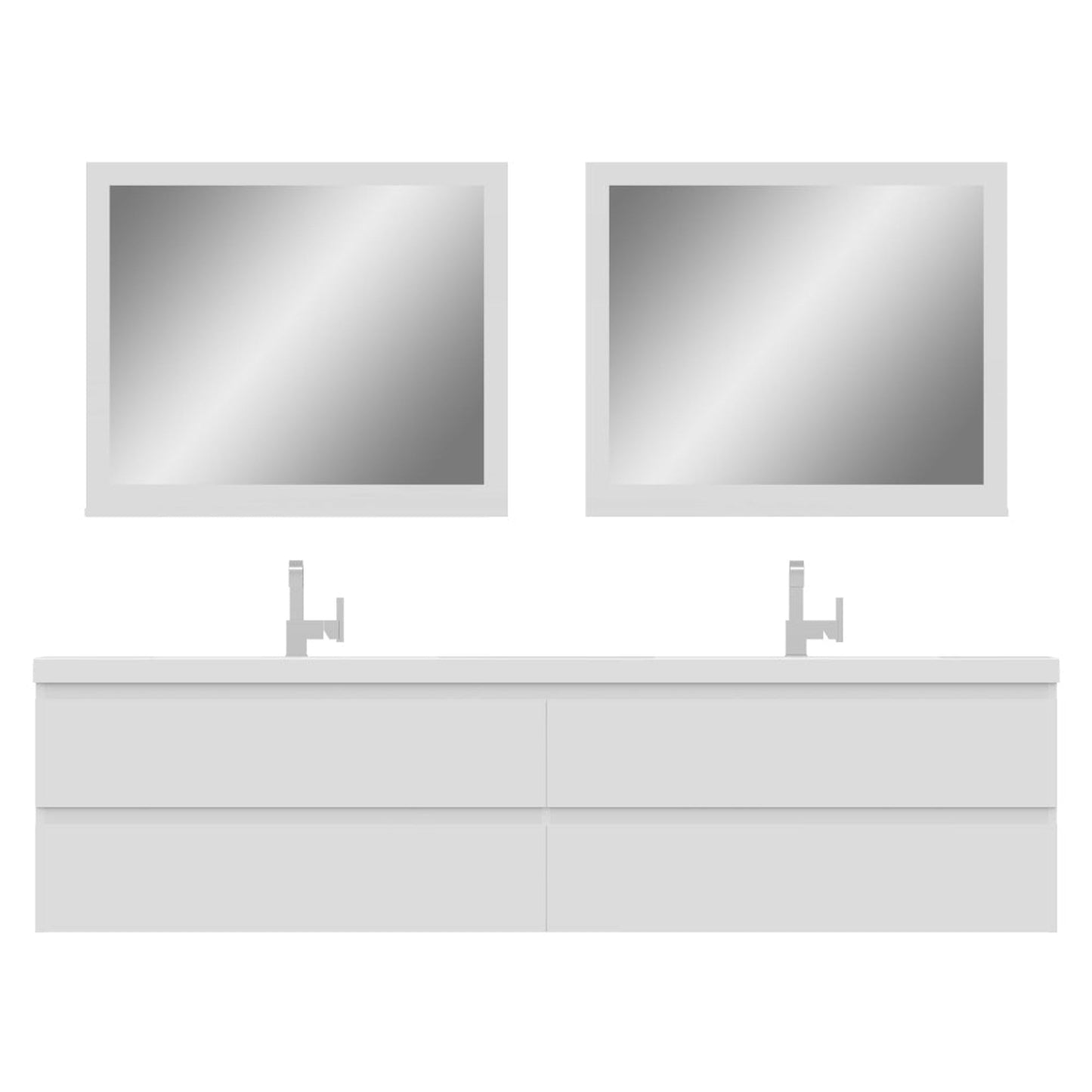 Alya Bath Paterno 84" Double  White Modern Wall Mounted Bathroom Vanity With Acrylic Top and Integrated Sink - AB-MOF84D-W