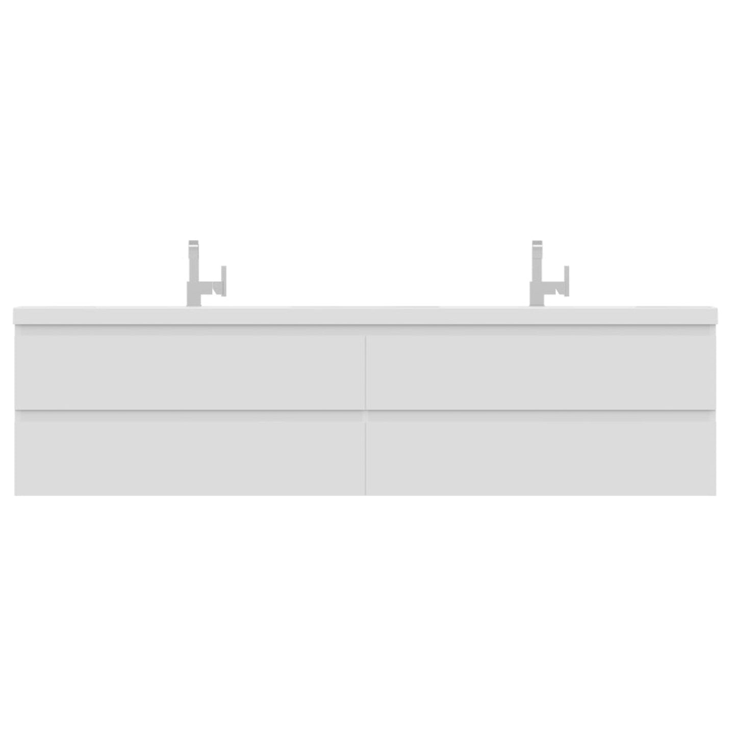 Alya Bath Paterno 84" Double  White Modern Wall Mounted Bathroom Vanity With Acrylic Top and Integrated Sink - AB-MOF84D-W