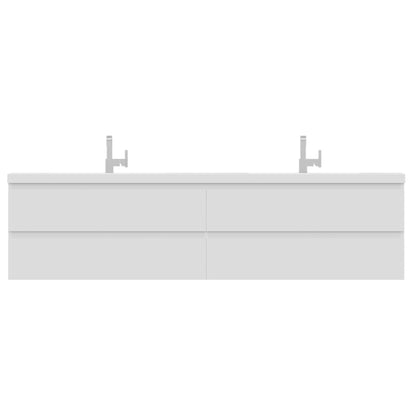 Alya Bath Paterno 84" Double  White Modern Wall Mounted Bathroom Vanity With Acrylic Top and Integrated Sink - AB-MOF84D-W