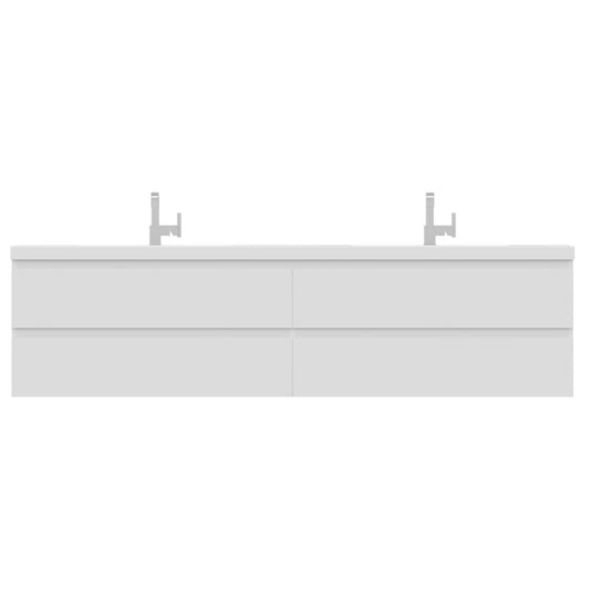 Alya Bath Paterno 84" Double  White Modern Wall Mounted Bathroom Vanity With Acrylic Top and Integrated Sink - AB-MOF84D-W