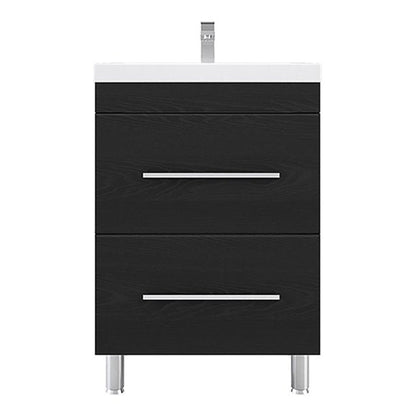 Alya Bath Ripley 24" Single Black Modern Freestanding Bathroom Vanity With Integrated Acrylic Top, Acrylic Sink and Wall Mounted Mirror - AT-8080-B+AT-24-M-B