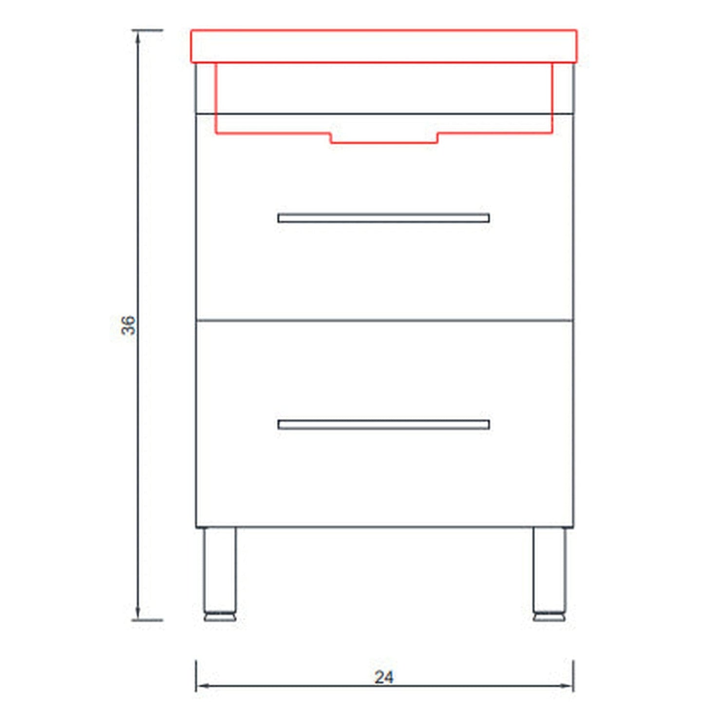 Alya Bath Ripley 24" Single Black Modern Freestanding Bathroom Vanity With Integrated Acrylic Top, Acrylic Sink and Wall Mounted Mirror - AT-8080-B+AT-24-M-B