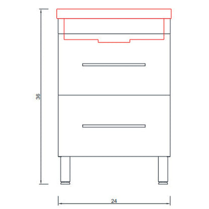Alya Bath Ripley 24" Single Black Modern Freestanding Bathroom Vanity With Integrated Acrylic Top, Acrylic Sink and Wall Mounted Mirror - AT-8080-B+AT-24-M-B