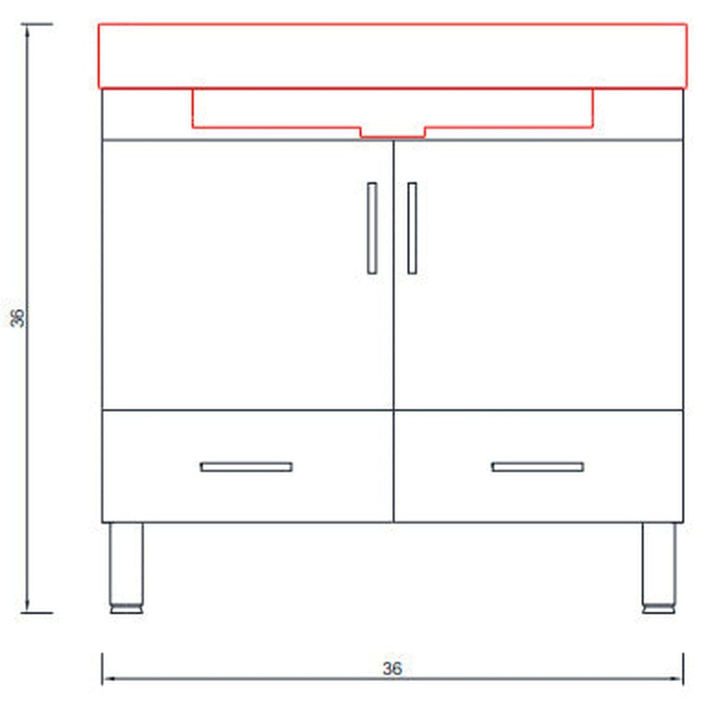 Alya Bath Ripley 36" Single Gray Modern Freestanding  Bathroom Vanity With Integrated Acrylic Top, Acrylic Sink and Wall Mounted Mirror - AT-8089-G+AT-36-M-G