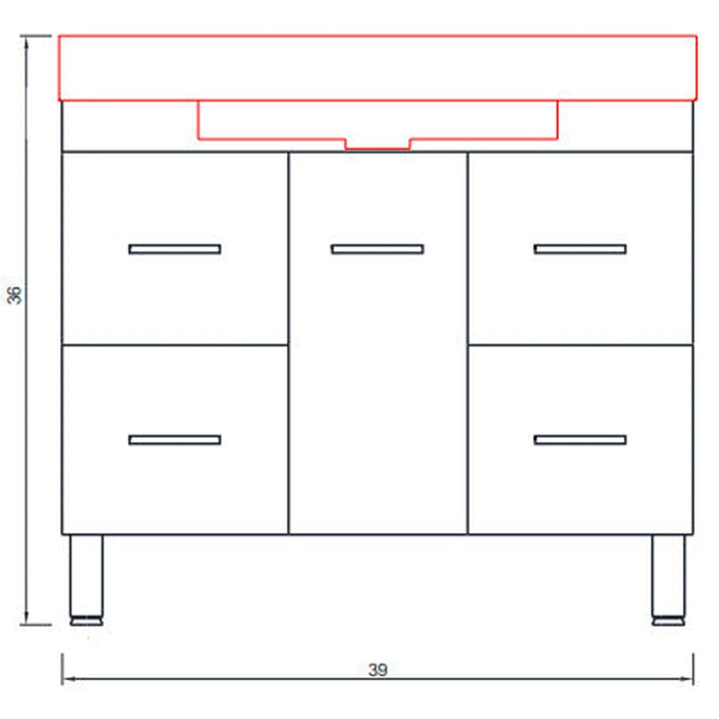 Alya Bath Ripley 39" Single Black Modern Freestanding  Bathroom Vanity With Integrated Acrylic Top, Acrylic Sink and Wall Mounted Mirror - AT-8041-B+AT-36-M-B