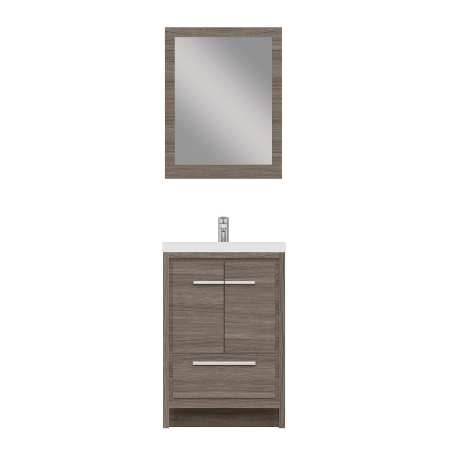 Alya Bath Sortino 24" Single Gray Modern Freestanding  Bathroom Vanity With Acrylic Top and Integrated Sink