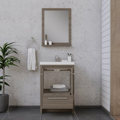 Alya Bath Sortino 24" Single Gray Modern Freestanding  Bathroom Vanity With Acrylic Top and Integrated Sink