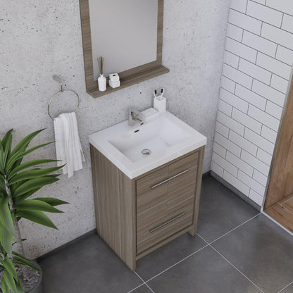 Alya Bath Sortino 24" Single Gray Modern Freestanding  Bathroom Vanity With Acrylic Top and Integrated Sink