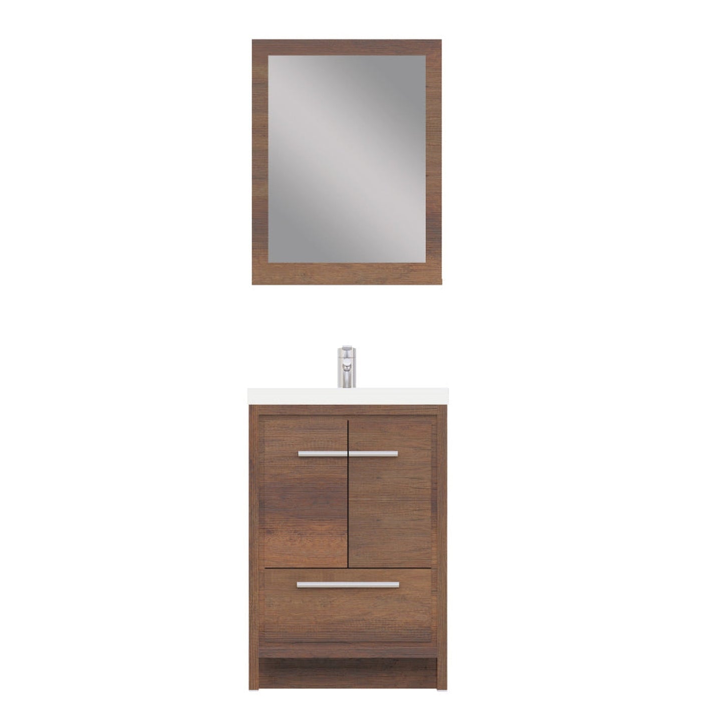 Alya Bath Sortino 24" Single Rosewood  Modern Freestanding  Bathroom Vanity With Acrylic Top and Integrated Sink - AB-MD624-RW
