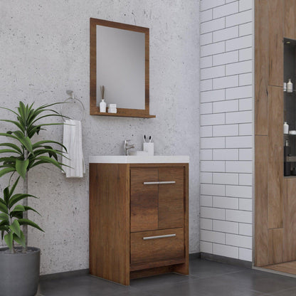 Alya Bath Sortino 24" Single Rosewood  Modern Freestanding  Bathroom Vanity With Acrylic Top and Integrated Sink - AB-MD624-RW