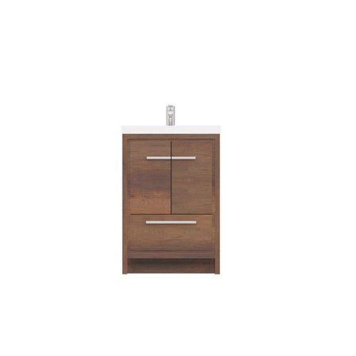 Alya Bath Sortino 24" Single Rosewood  Modern Freestanding  Bathroom Vanity With Acrylic Top and Integrated Sink - AB-MD624-RW