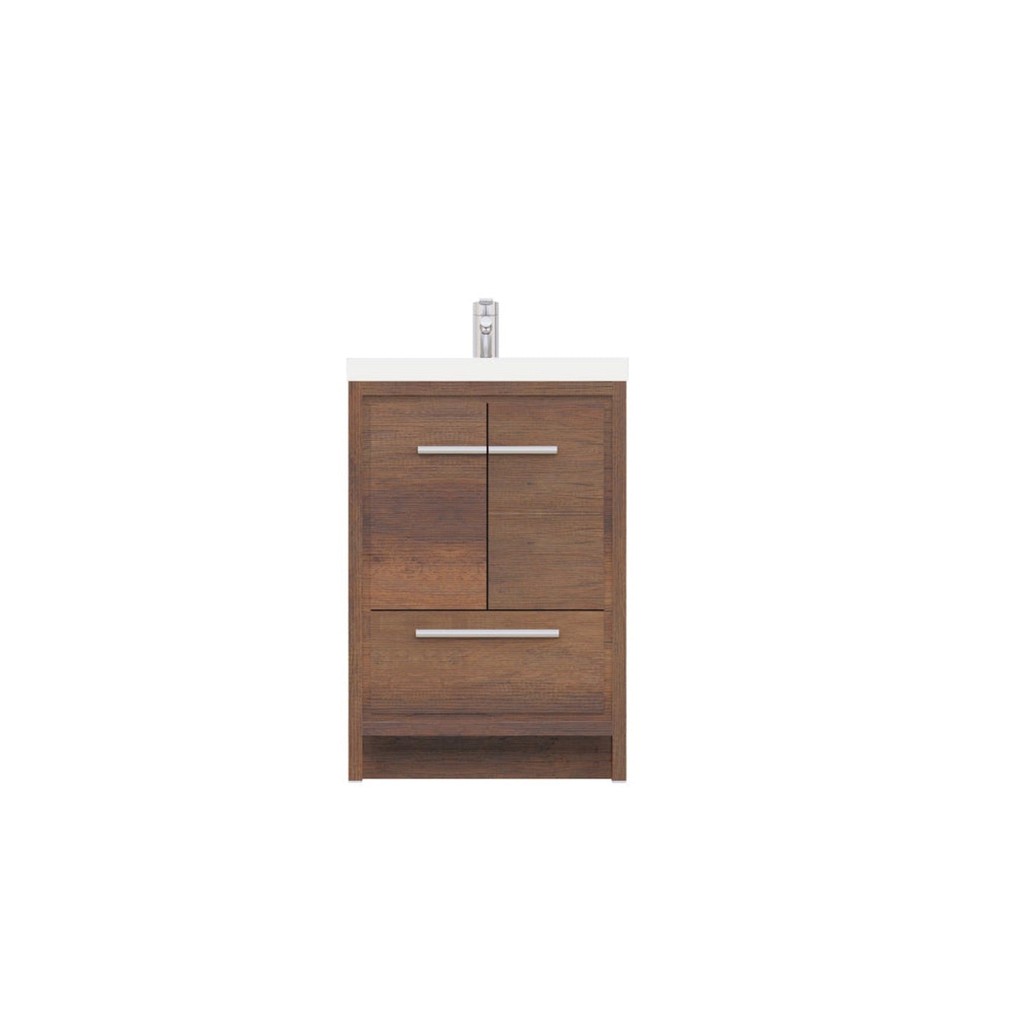 Alya Bath Sortino 24" Single Rosewood  Modern Freestanding  Bathroom Vanity With Acrylic Top and Integrated Sink - AB-MD624-RW