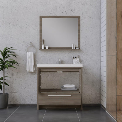 Alya Bath Sortino 36" Single Gray Modern Freestanding  Bathroom Vanity With Acrylic Top and Integrated  Sink - AB-MD636-G