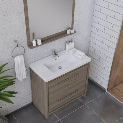 Alya Bath Sortino 36" Single Gray Modern Freestanding  Bathroom Vanity With Acrylic Top and Integrated  Sink - AB-MD636-G