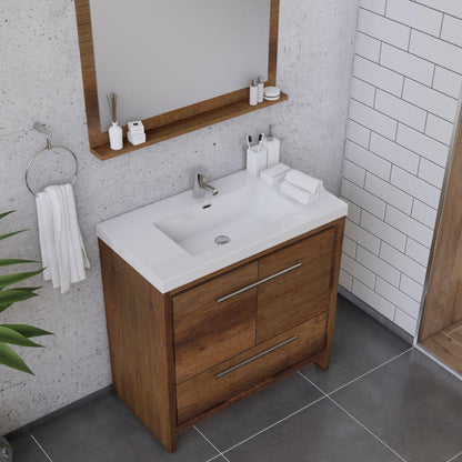 Alya Bath Sortino 36" Single Rosewood  Modern Freestanding Bathroom Vanity With Acrylic Top and Integrated Sink - AB-MD636-RW