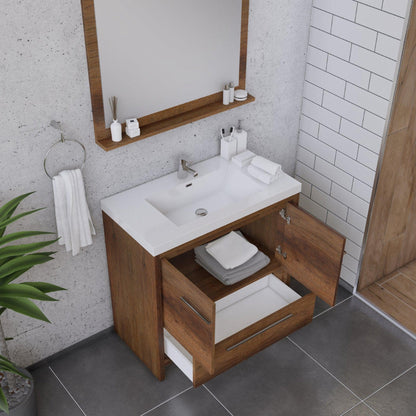 Alya Bath Sortino 36" Single Rosewood  Modern Freestanding Bathroom Vanity With Acrylic Top and Integrated Sink - AB-MD636-RW