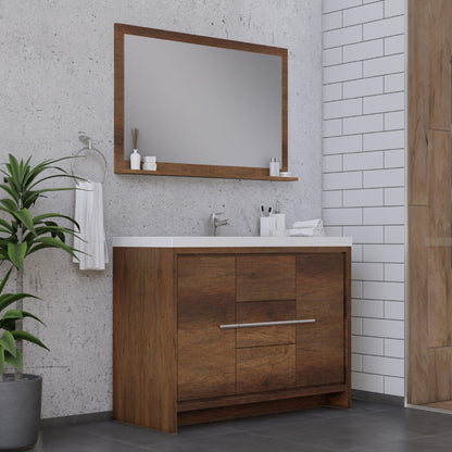 Alya Bath Sortino 48" Single Rosewood  Modern Freestanding  Bathroom Vanity With Acrylic Top and Integrated Sink - AB-MD648-RW