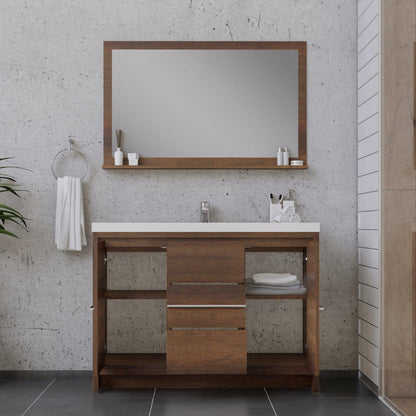 Alya Bath Sortino 48" Single Rosewood  Modern Freestanding  Bathroom Vanity With Acrylic Top and Integrated Sink - AB-MD648-RW