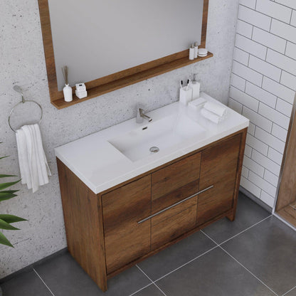Alya Bath Sortino 48" Single Rosewood  Modern Freestanding  Bathroom Vanity With Acrylic Top and Integrated Sink - AB-MD648-RW