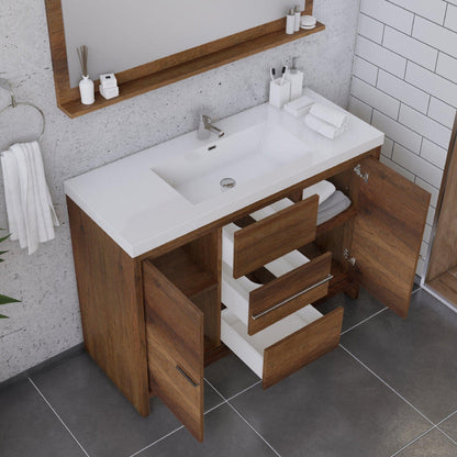 Alya Bath Sortino 48" Single Rosewood  Modern Freestanding  Bathroom Vanity With Acrylic Top and Integrated Sink - AB-MD648-RW