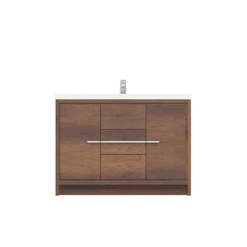 Alya Bath Sortino 48" Single Rosewood  Modern Freestanding  Bathroom Vanity With Acrylic Top and Integrated Sink - AB-MD648-RW