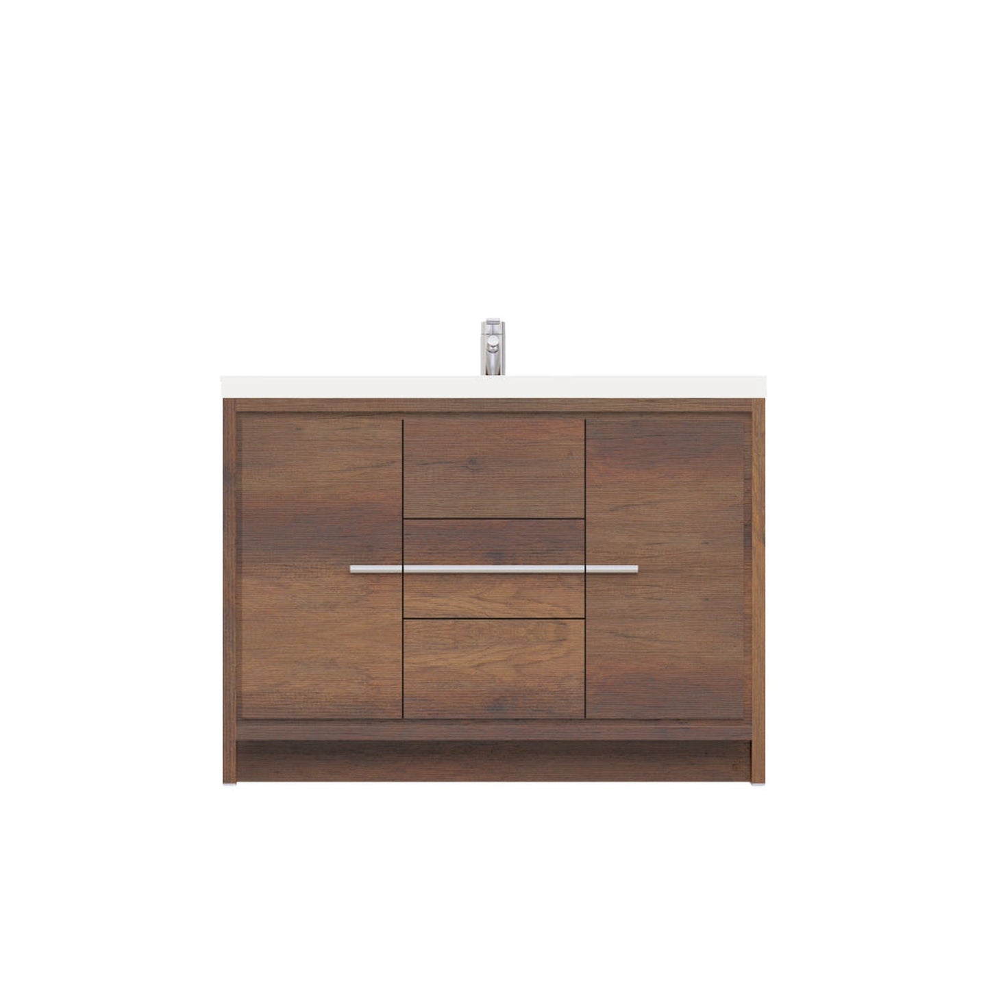 Alya Bath Sortino 48" Single Rosewood  Modern Freestanding  Bathroom Vanity With Acrylic Top and Integrated Sink - AB-MD648-RW