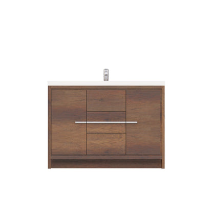Alya Bath Sortino 48" Single Rosewood  Modern Freestanding  Bathroom Vanity With Acrylic Top and Integrated Sink - AB-MD648-RW