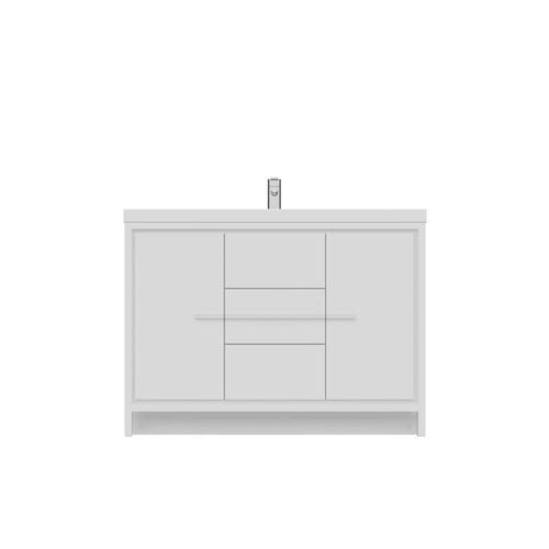 Alya Bath Sortino 48" Single White Modern Freestanding  Bathroom Vanity With Acrylic Top and Integrated Sink - AB-MD648-W