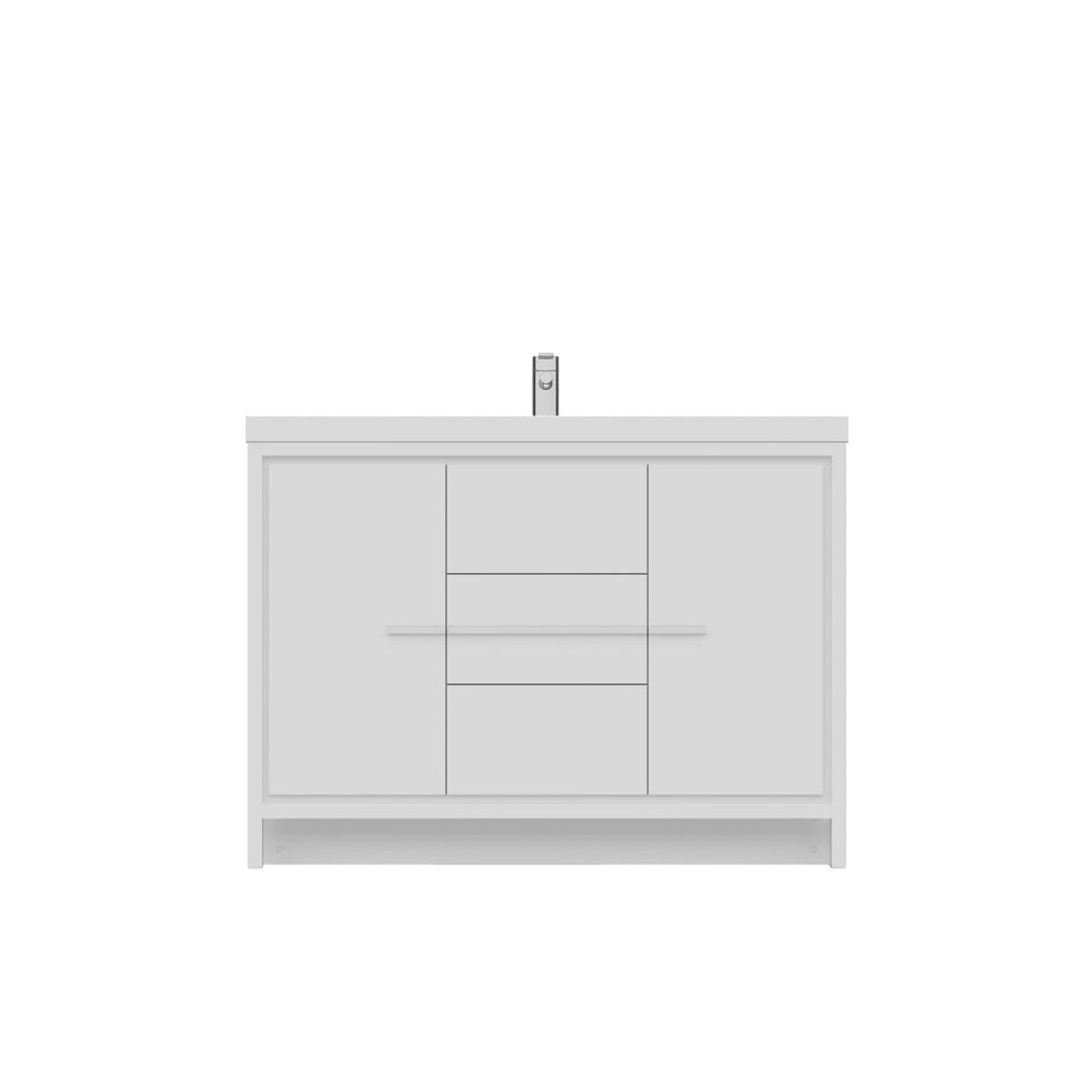Alya Bath Sortino 48" Single White Modern Freestanding  Bathroom Vanity With Acrylic Top and Integrated Sink - AB-MD648-W
