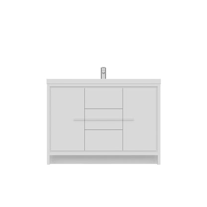 Alya Bath Sortino 48" Single White Modern Freestanding  Bathroom Vanity With Acrylic Top and Integrated Sink - AB-MD648-W