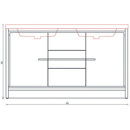 Alya Bath Sortino 60" Double Gray Modern Freestanding Bathroom Vanity With Acrylic Top and Integrated  Sink - AB-MD660D-G