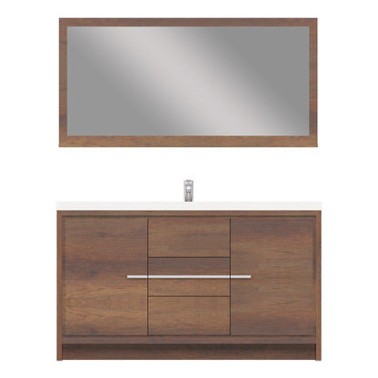 Alya Bath Sortino 60" Single Rosewood  Modern Freestanding  Bathroom Vanity With Acrylic Top and Integrated Sink - AB-MD660S-RW