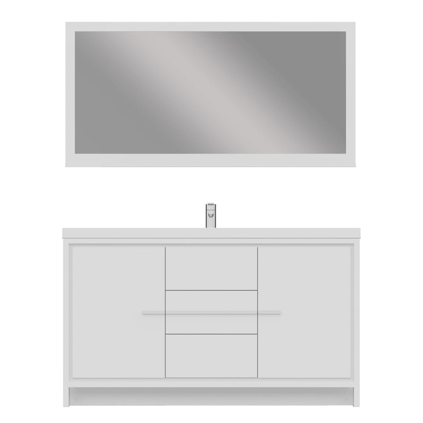 Alya Bath Sortino 60" Single White Modern Freestanding  Bathroom Vanity With Acrylic Top and Integrated Sink - AB-MD660S-W