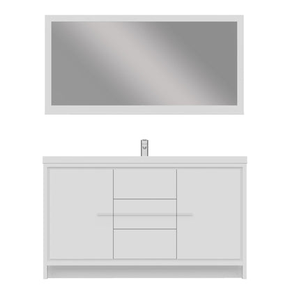 Alya Bath Sortino 60" Single White Modern Freestanding  Bathroom Vanity With Acrylic Top and Integrated Sink - AB-MD660S-W